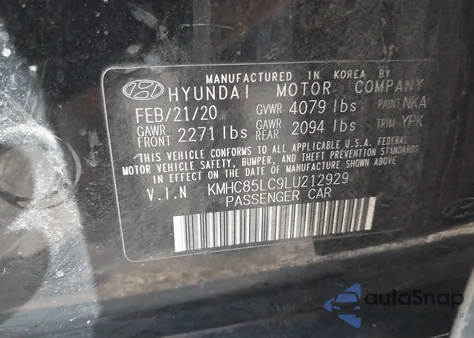 2020 Hyundai Ioniq Hybrid Sel из США, поврежденный, VIN KMHC85LC9LU212929